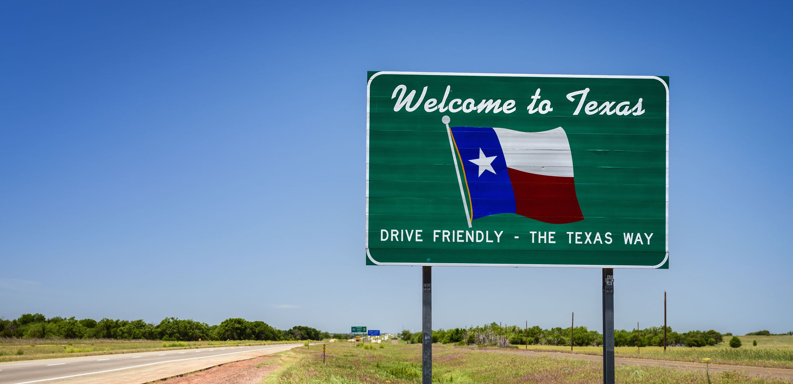 Welcome to Texas road sign