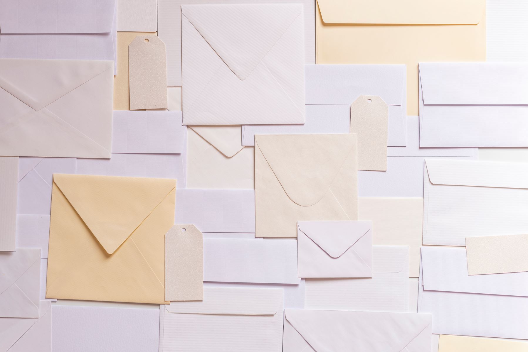 envelopes laid out on a table